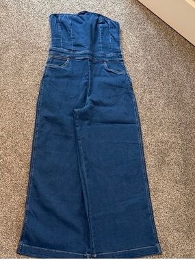 Wrangler Dark Indigo Denim Strapless Jumpsuit Size L 12-14